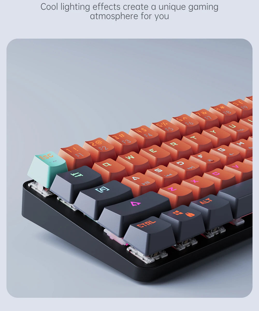 MUCAI 61 key USB hot swappable wired e-sports mechanical keyboard LED backlit axis gaming mechanical keyboard desktop red axis