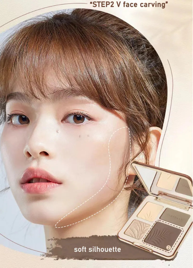 Judydoll Facial Highlighter Makeup Palette Face Matte Shadow Lasting Glow Brighten Contour Shimmer Powder 3D Nose Cosmetic