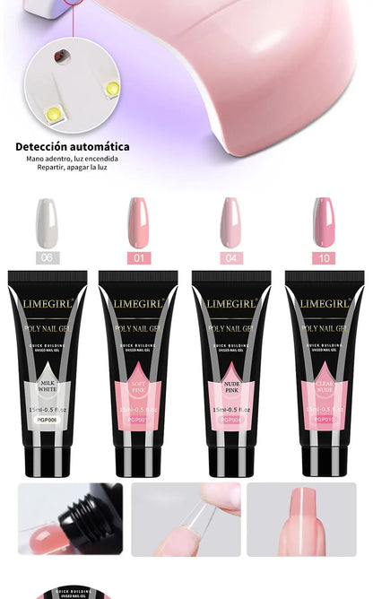LIMEGIRL Gel Nail Polish Kit with UV Nail Lamp Electric Nail Drill UV Soaking Gel Base and Top Coat Gel Polish Nail Tool Kit