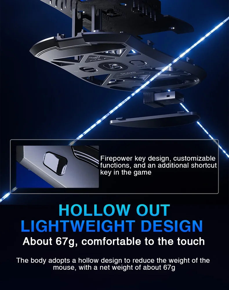 AULA SC620 Gaming Mouse Wired/Bluetooth/2.4G Light Weight Mouse Gamer PAW3311 Adjustable 12,000 DPI Life PC Gaming Accessories