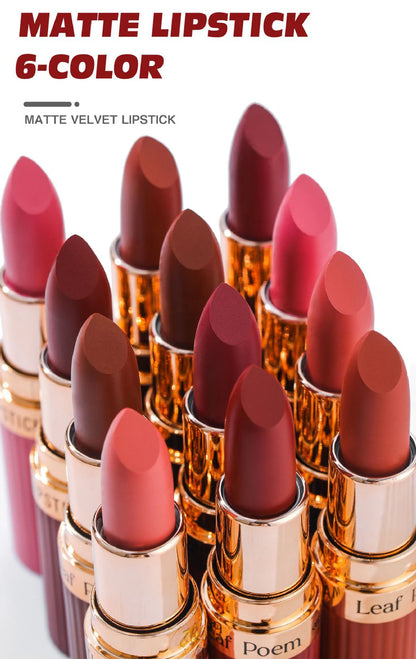 6 Color Matte Lipstick Velvet Dark Brown Lip Gloss Waterproof Lasting Pigments Makeup Nude Coffee Lip Stick Lips Makeup Cosmetic