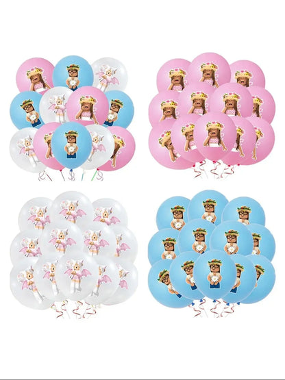 12Pcs 12Inch Roblox Latex Balloon Party Supplies Pink Cartoon Party Baby Shower Girl Kids Balloons for Birthday Party Decoration