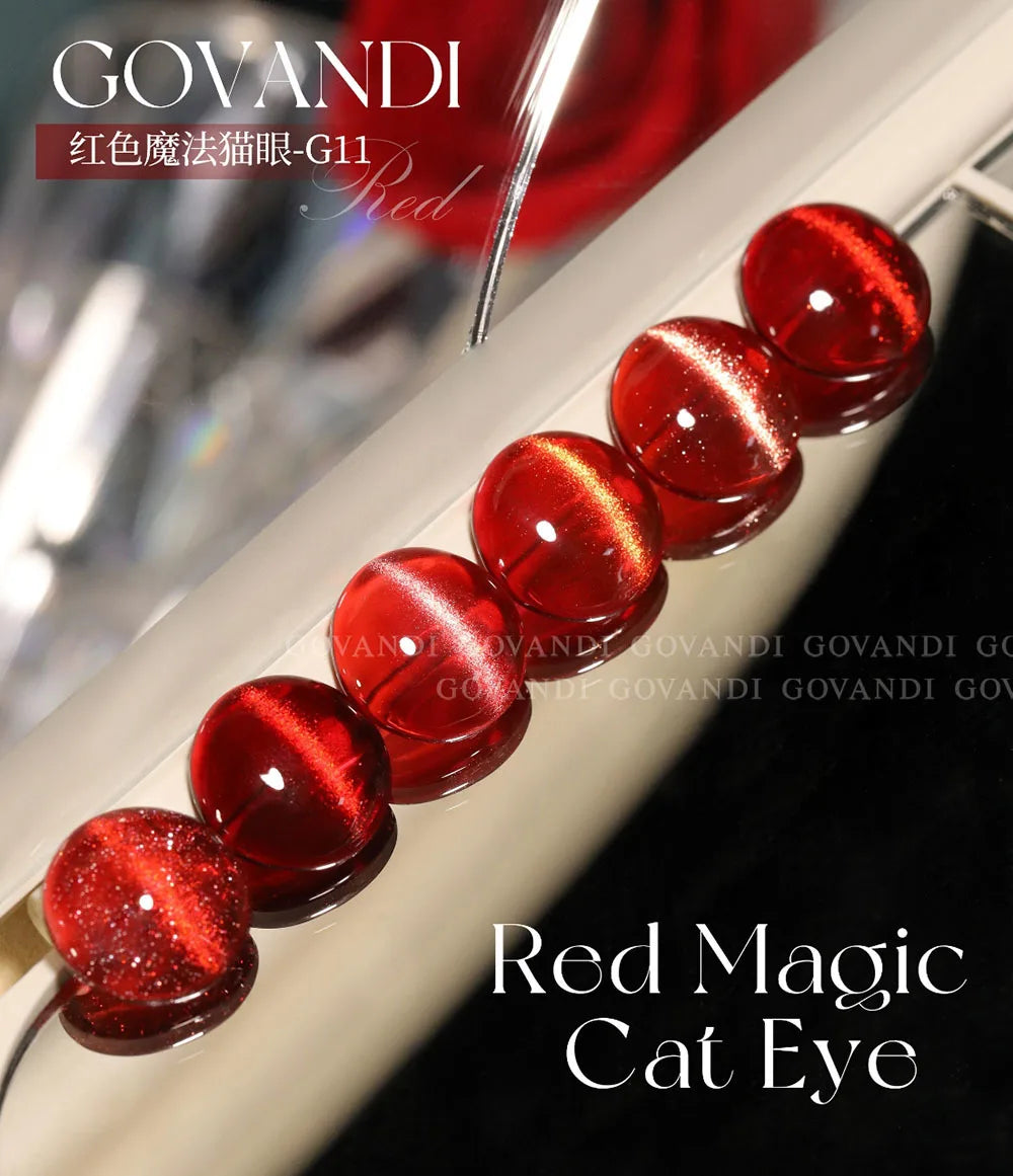 High-end Red 3D Cat Eye Magnetic Gel Polish Set With Color Card Soak Off UV LED Glitter Cat's Eye 9D Magnet Nail Gel 6pcs 15ml