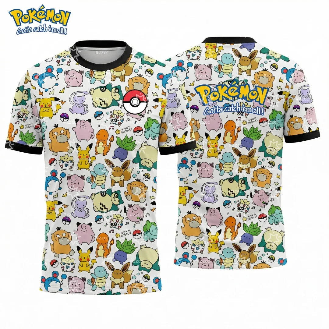 2026 Pokémon Graphic Football Jersey Japanese anime T-shirt Spring Sports Dry Quickly Men's T-Shirt Kid's Clothing Tee Y2k Woman