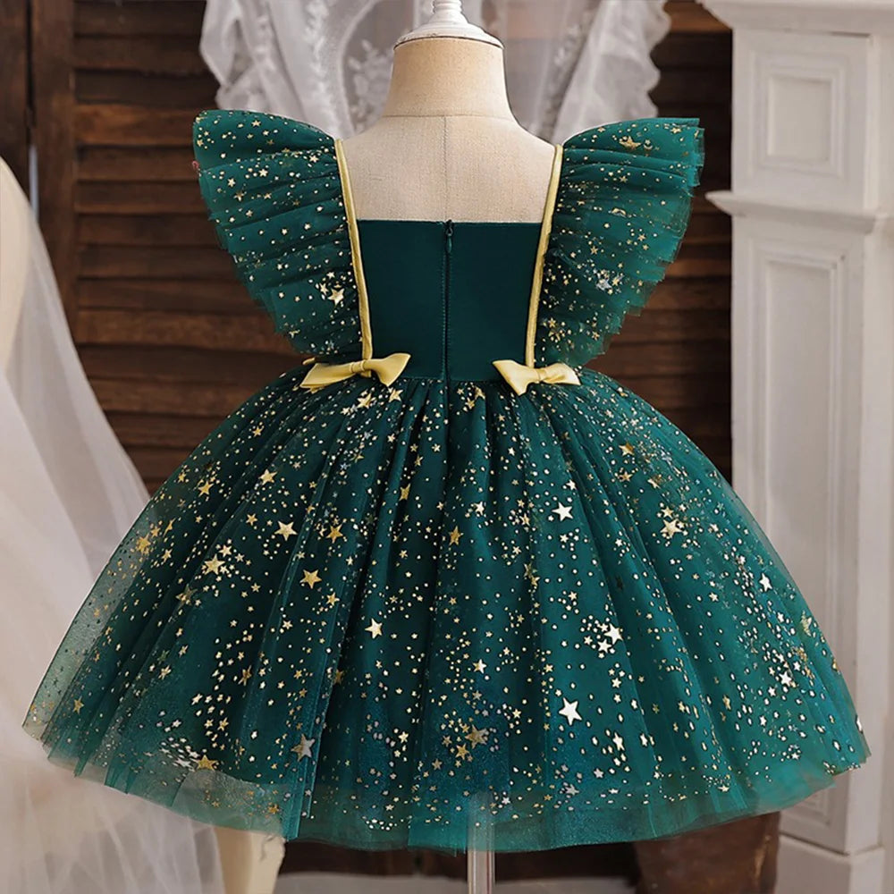K-Pop Hunters Zoey Rumi Girl Fall Party Dress Birthday Holiday High Waist Tulle Dress Bow Wedding Gown Kids Wear Princess Dress