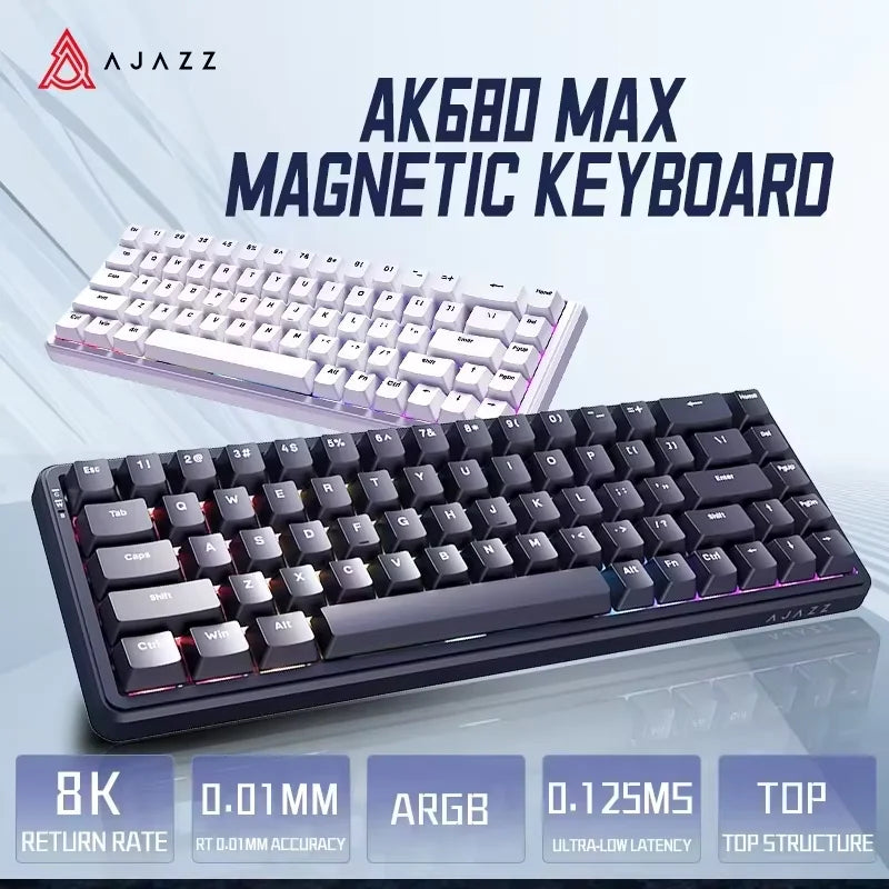 AJAZZ AK680 MAX/V2 Mechanical Keyboard HE Hall Effect Switch 60% 8k/1K RGB Wired/Wireless Gaming Rapid Trigger Magnetic Keyboard