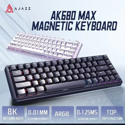 AJAZZ AK680 MAX/V2 Mechanical Keyboard HE Hall Effect Switch 60% 8k/1K RGB Wired/Wireless Gaming Rapid Trigger Magnetic Keyboard