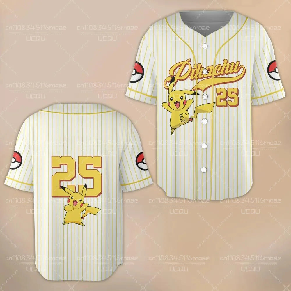 2026 New Summer Pok é mon Pikachu 3D Printed Printed Pattern Baseball Jacket Cute Breathable Casual Gift for Men and Women