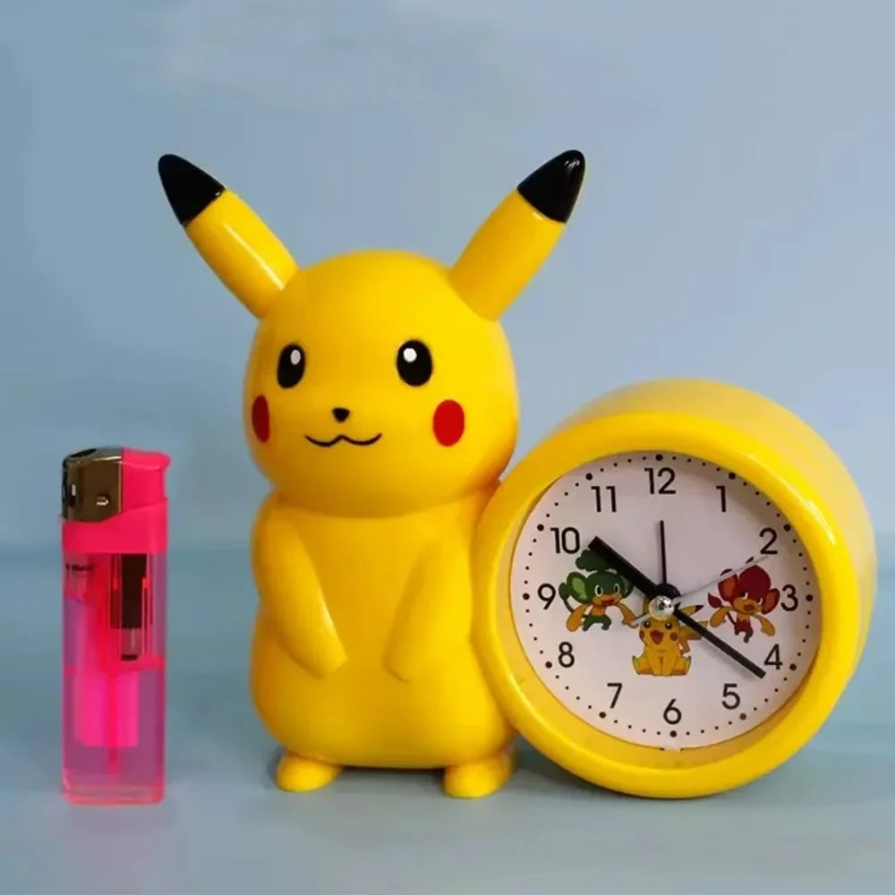 Cute Pokemon Pikachu Anime Alarm Clock Cartoon Bedside Clock with Bedroom Decor for Girls Student Birthday Gifts Toys