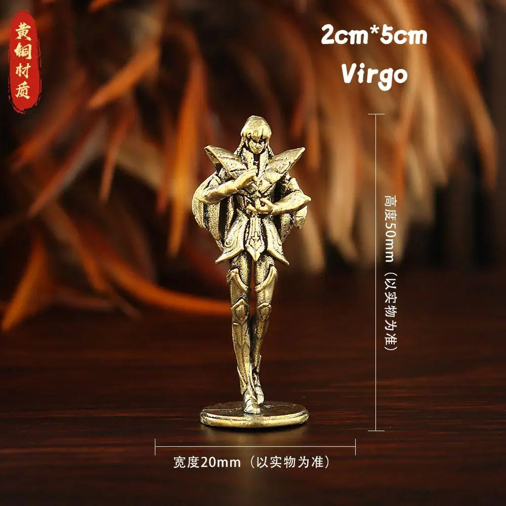 Golden Gold Saints Mini Figures Set Brass Style Anime Collectible Statues Luxury Desk Decor Gift for Anime Fans