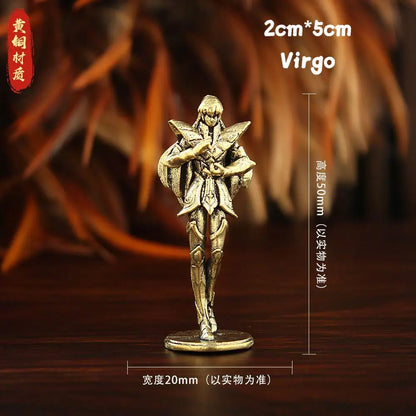 Golden Gold Saints Mini Figures Set Brass Style Anime Collectible Statues Luxury Desk Decor Gift for Anime Fans