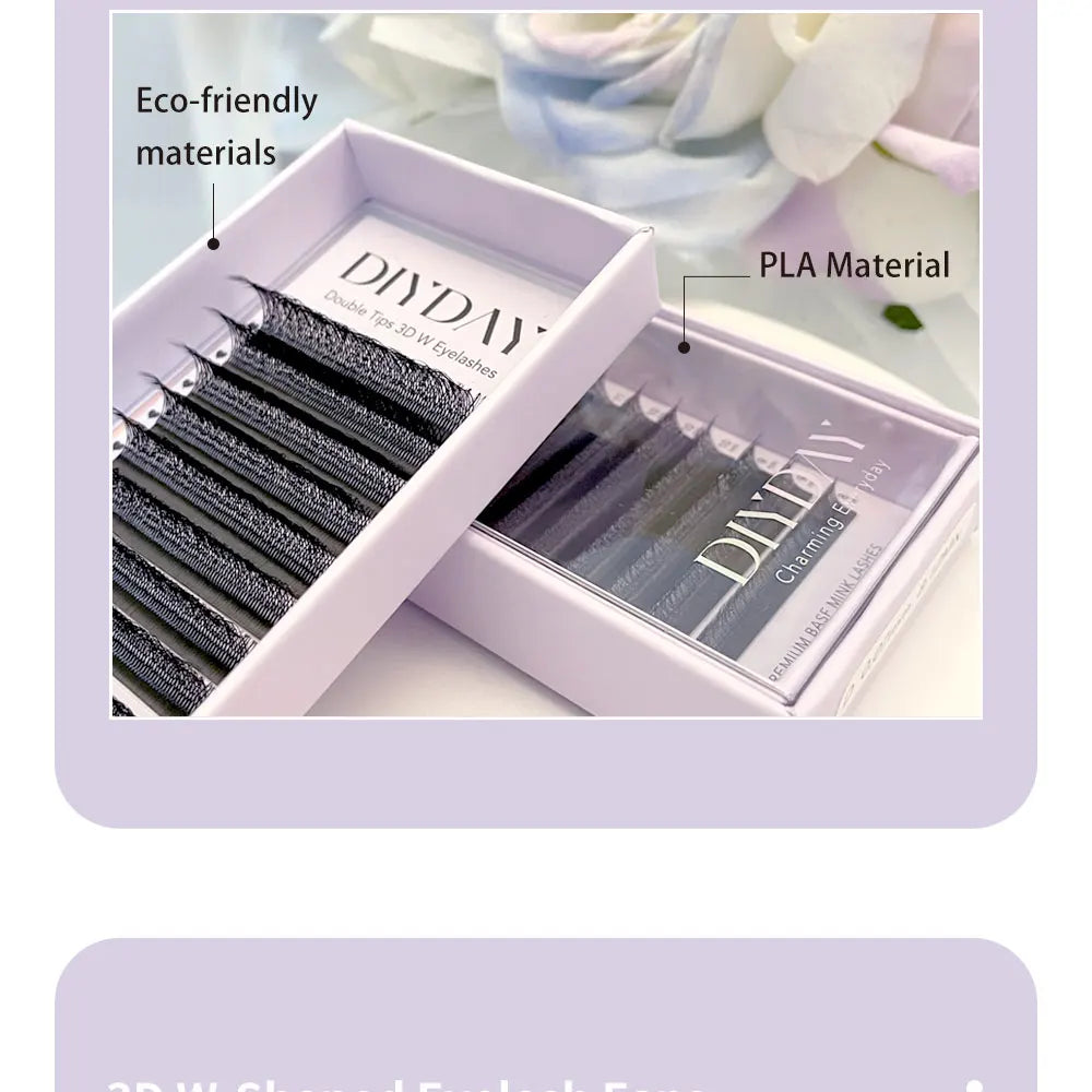 DIYDAY W Shaped Eyelash Extension Premade 3d 4d 5d 6d 7d 8d Mink Faux Lashes BASF PBT Natural Look False Eyelashes