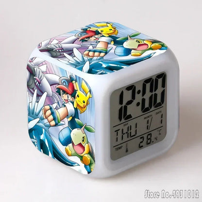 Anime Cartoon Pok é mon Cartoon Alarm Clock Creative Student 8x8x8cm LED Cube with Colorful Light Display Time Week Month