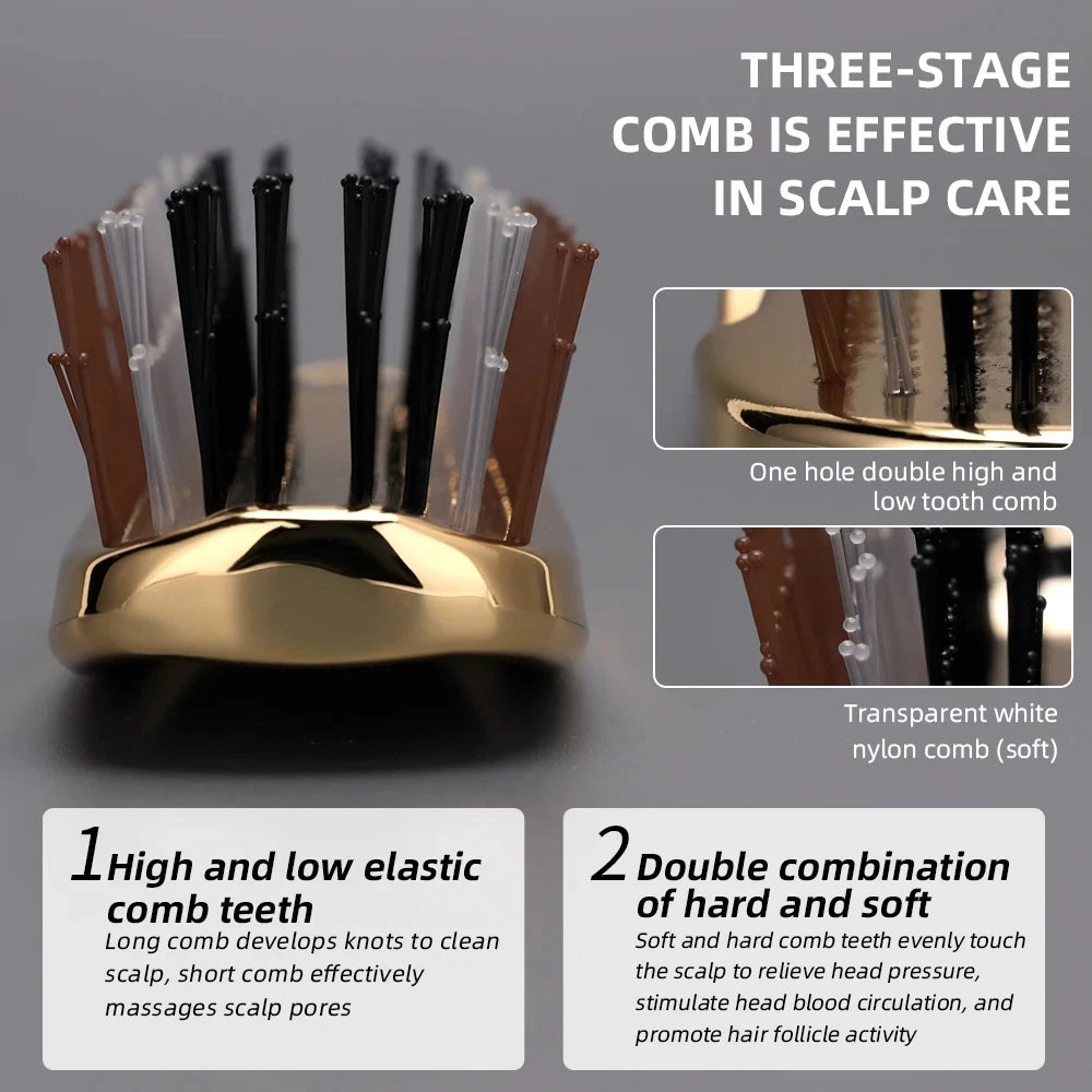 Japanese Premium Head Massager Scalp Brush Hair Massager Shampoo Brush Wet Plastic Detangling Brush Hair Cleaning Comb Rose Gold