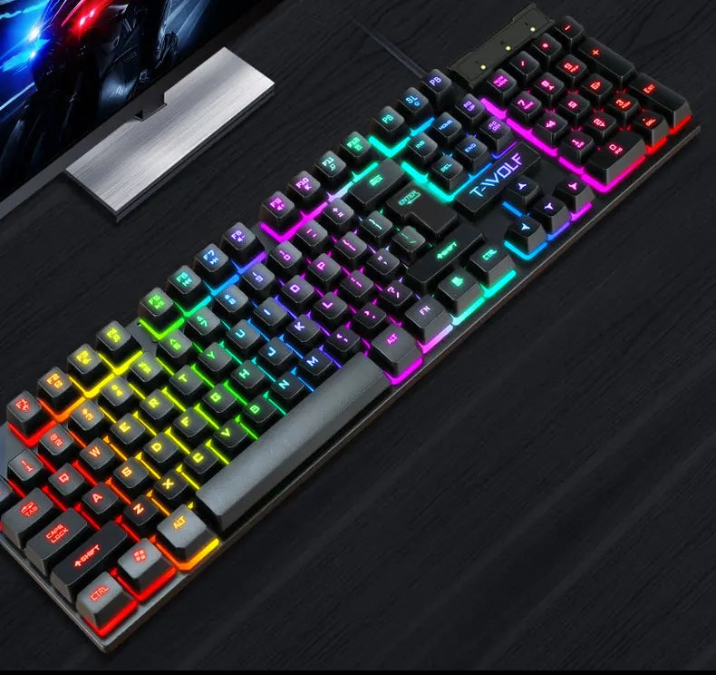 T-WOLF 4-in-1 Ultimate Gaming Combo: RGB Keyboard, Mouse, Headset & Pad