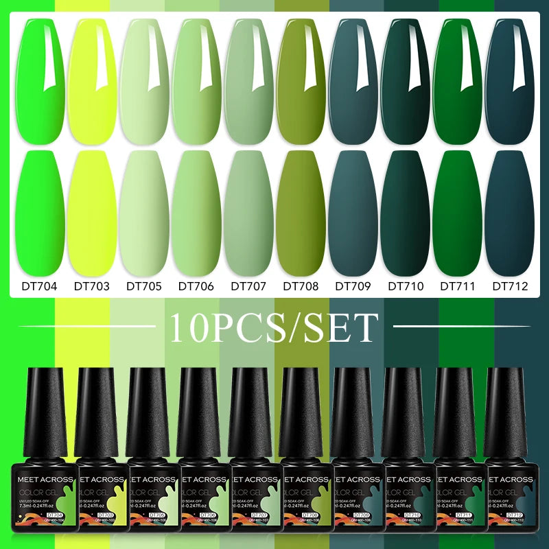 10PCS/Set 7.3ml Hot Pink Red Glitter Gel Nail Polish Soak Off Uv Led Nails Shine Finish For Diy Nail Art Manicure Nail Supplies