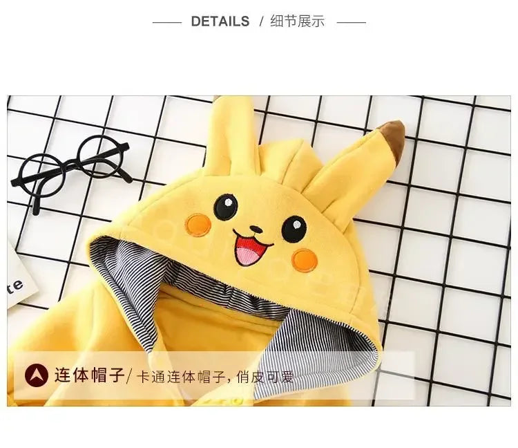 New Cute Cartoon Pokemon Pikachu Baby Pyjamsa Newborn Winter Long-Sleeved Kids Rompers Clothing Babies Toddler'S Clothes  Onesie