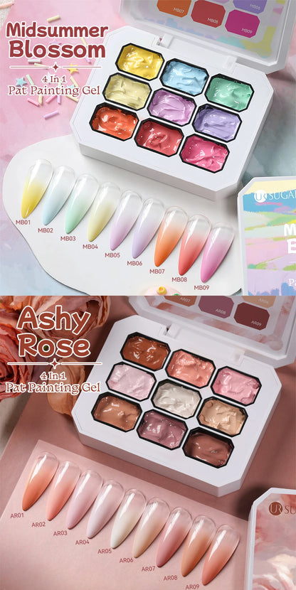 UR SUGAR 9 Colors Gradient Painting Gel Nail Art Gradient Color DIY Design Gel 4 In 1 Used For Gradient Nail Stamping Pattern