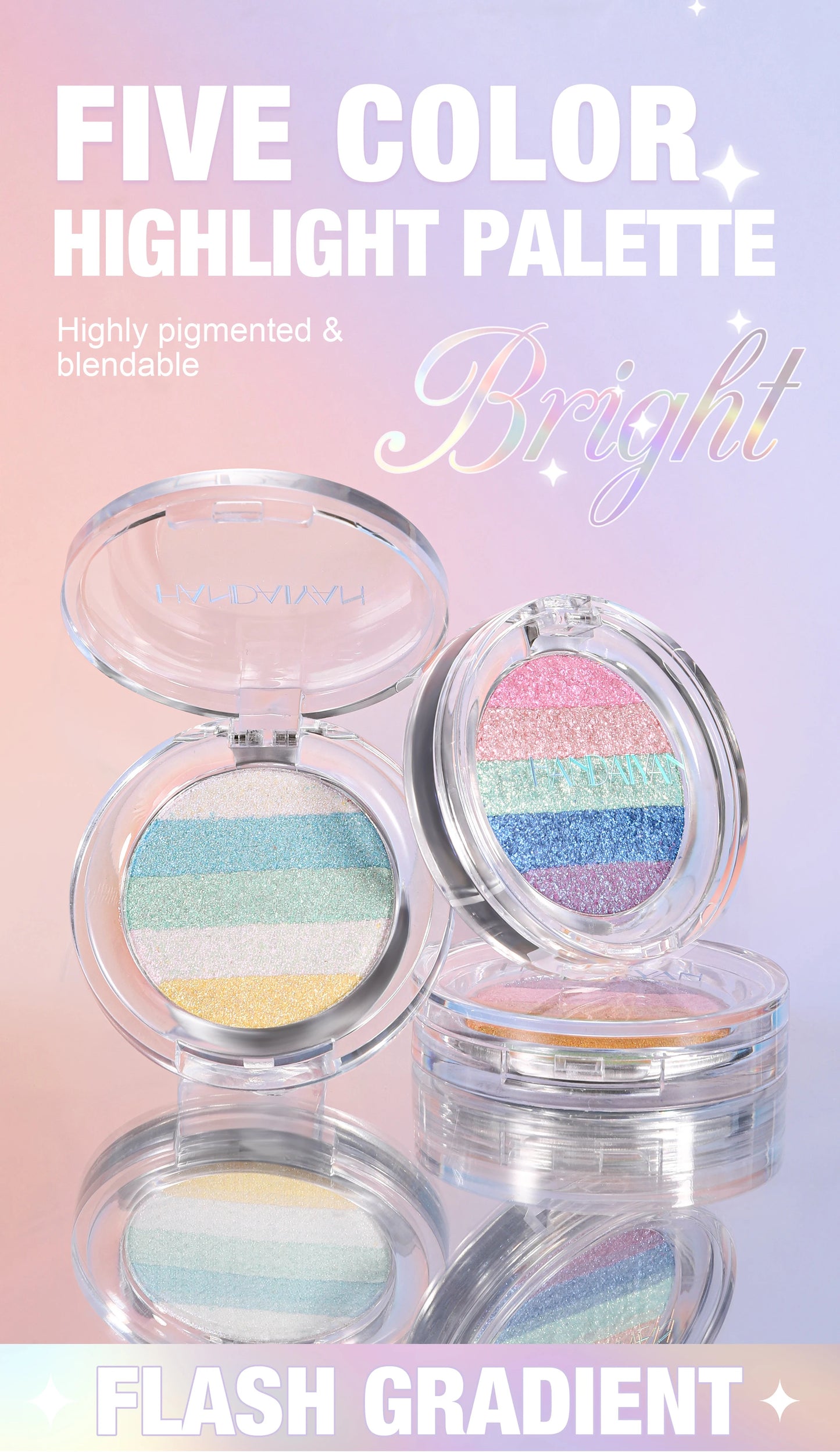 Multipurpose Pressed Powder Eyeshadow Palette Waterproof Long Lasting Highly Pigmented Rainbow Highlighter Chameleon Makeup