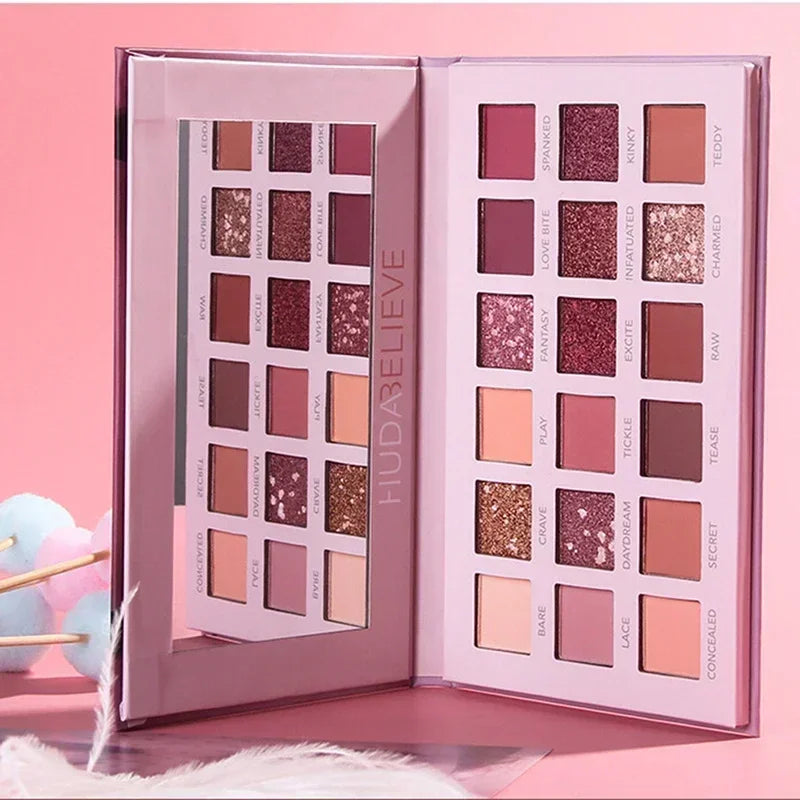 18 Colors Glitter Eyeshadow Palette With Makeup Mirror Pearlescent Matte Shimmer Pigment Nude Long Lasting Eye Shadow Makeup