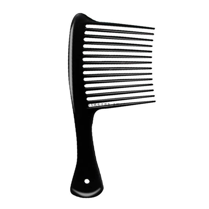 5PCS Black Large Wide Tooth Comb with Hook Handle Hair Loss Reduction Detangling Styling Brush for Salon Dyeing Haircare Tools