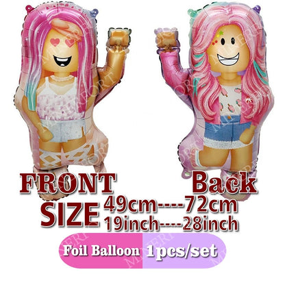 Cartoon Roblox Game Themed Foil Aluminum Balloons Anime Happy Birthday Party Decoration Set Supplies for Decorating Home Gifts