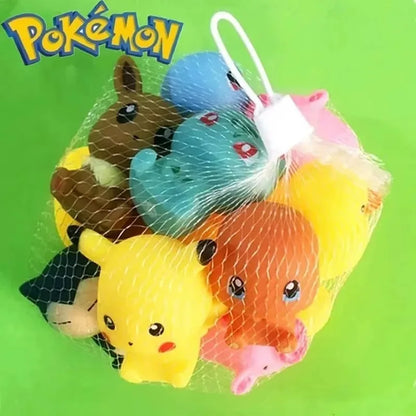 Pokemon 6pcs/set Baby Bathroom Toys Pikachu Bulbasaur Charmander Squirtle Eevee Action Figure Soft Vocal Kids Bath Doll Gifts