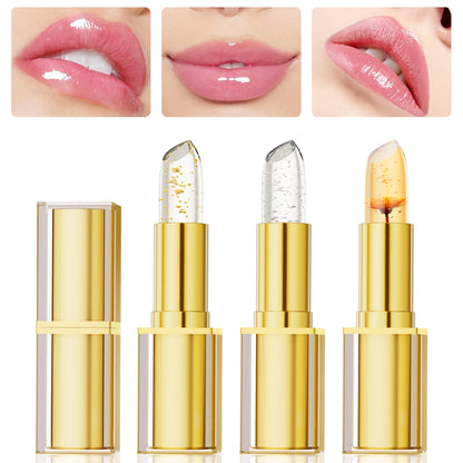 Temperature Color Changing Women Flower Lipstick Transparent Waterproof Moisturizing Crystal Jelly Pearlescent Lip Balm Cosmetic