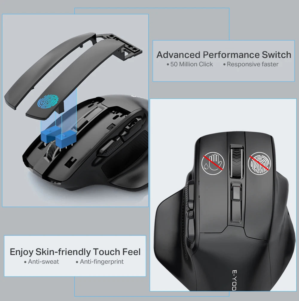 E-YOOSO X-31 Pro USB Gaming Large Mouse Support Bluetooth 2.4G Wireless PAW3212 4800 DPI for gamer Mice computer laptop PC