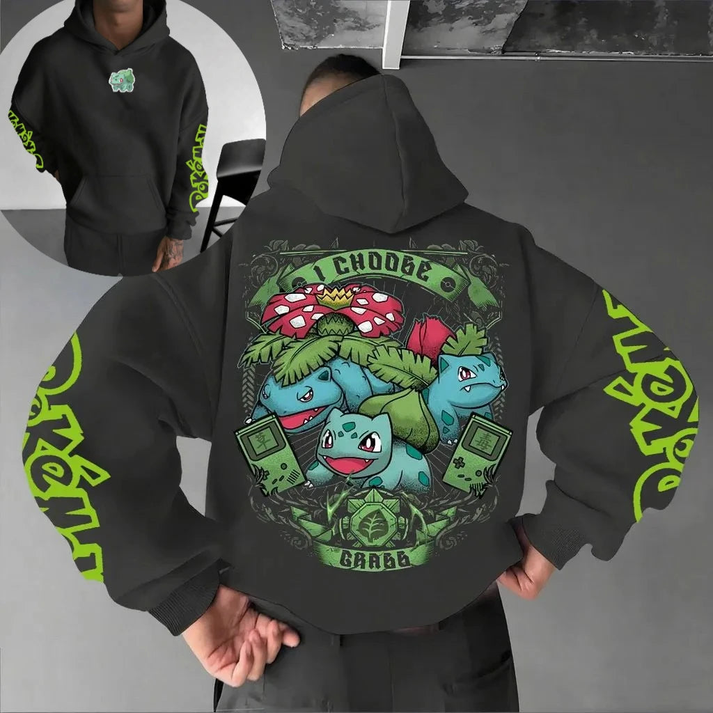 Pokemon Animation Derivatives Men's and Women's Summer Fashion Oversize Hoodie and Sweatpants Popular