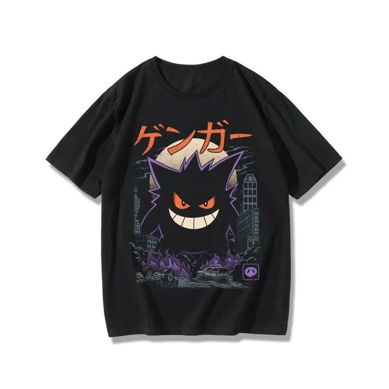 Pokémon Peripheral Products T-Shirt Squirtle Frog Seed Gengar Fire-breathing Dragon Kabi Beast Anime Peripheral Short Sleeve