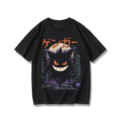 Pokémon Peripheral Products T-Shirt Squirtle Frog Seed Gengar Fire-breathing Dragon Kabi Beast Anime Peripheral Short Sleeve