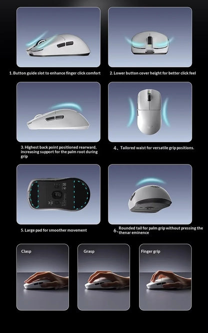 AULA X9 Max Ultra Gaming Mouse Wireless Tri Mode Lightweight Dual 8KHz 500mAh PAW3950 Ergonomic Esports Mouse Gaming Accessories
