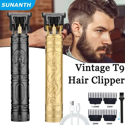 T9 Carving Vintage Hair Clipper For Mens Grooming Essential Tools USB Fast Rechargeable Beard Hair Trimmer Provide Precise Shave
