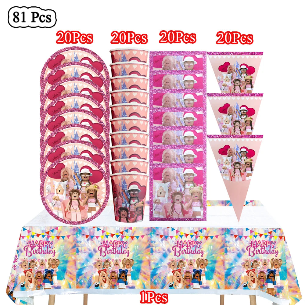 Pink Roblox Birthday Set 🎉🤖