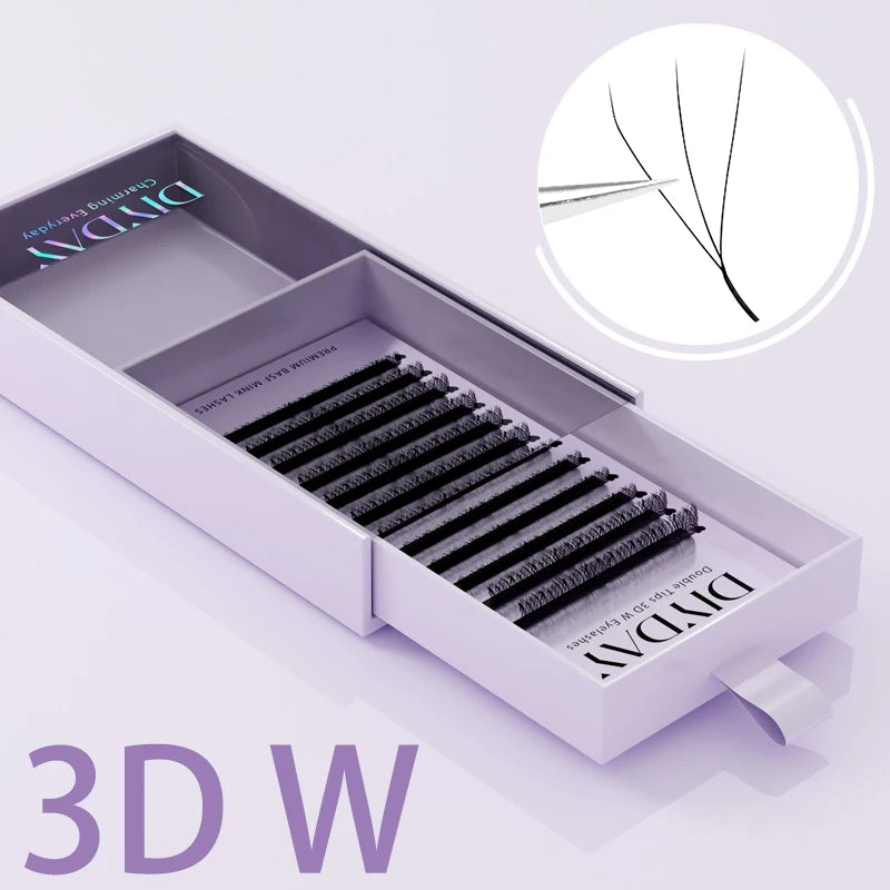 DIYDAY W Shaped Eyelash Extension Premade 3d 4d 5d 6d 7d 8d Mink Faux Lashes BASF PBT Natural Look False Eyelashes