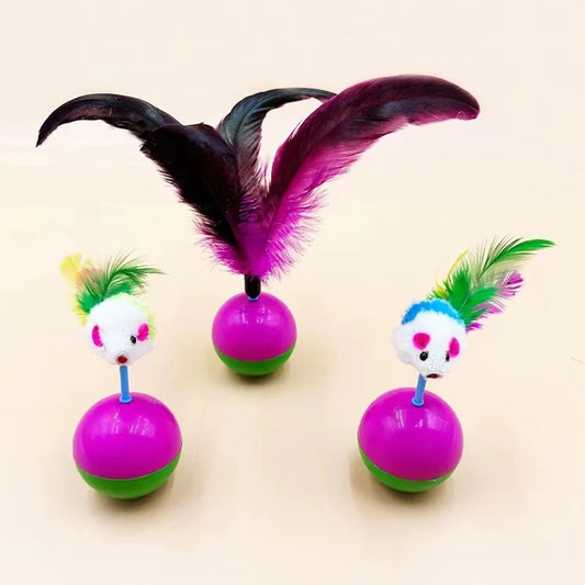Natural feather plush mouse tumbler resistant to scratching and biting cats to relieve boredom toys and pet supplies