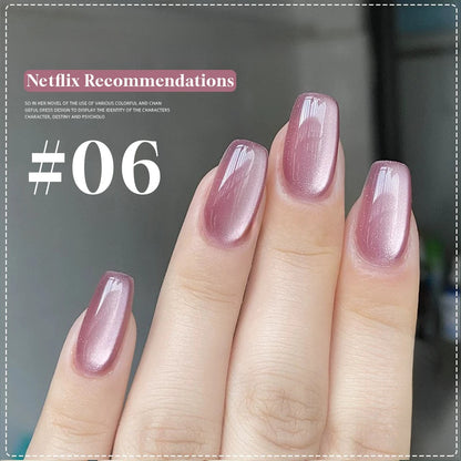 MIANEL 12ML Glass Bead Cat Eye Gel Nail Polish Flash White Spar Nude Color Magnetic Nail Polish White Nails Summer Nails 1-12pcs