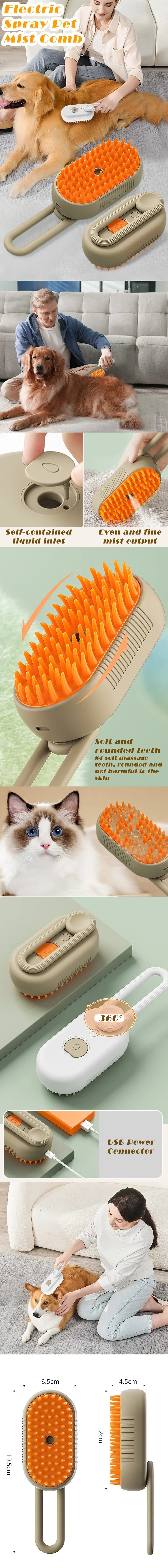 3-in-1 Steam Cat Grooming Brush
