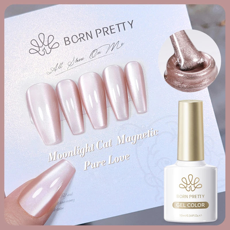 BORN PRETTY Sparkling Glass Bead Cat Magnetic Gel Nail Polish Flash White Spar Red Color Semi Permanent Soak Off UV Gel Varnish