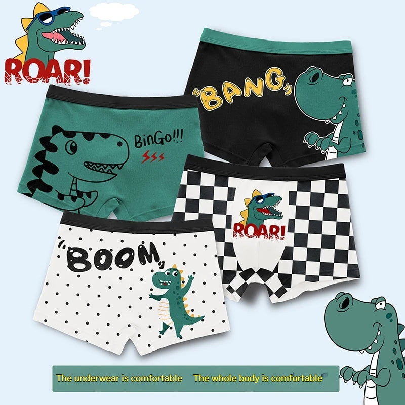 4-Piece Set Pikachu Boys' Underwear Pure Cotton Children'S Flat Corner Pants Summer Thin Spring Cartoon Cute Shorts