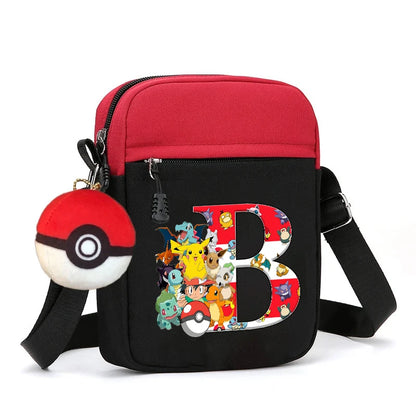 Cute Pokemons Letter A-Z Chest Packs Anime Pikachus Boy Girl Daily Travel Phone Pouch Shoulder Bag Outdoor Sport Crossbody