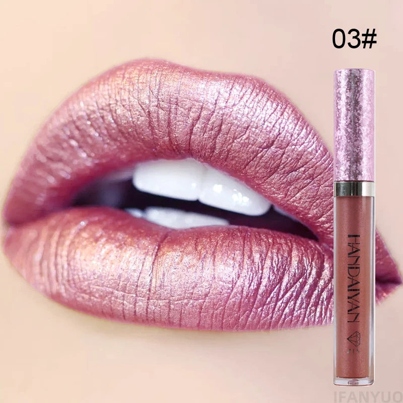 6 Colors Waterproof Nude Pink Glitter Lipstick Makeup Long Lasting Velve Red Sexy Shimmer Lipsticks Cosmetics Beauty