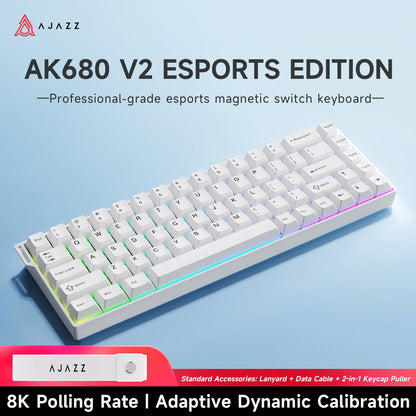 AJAZZ AK680 MAX/V2 Mechanical Keyboard HE Hall Effect Switch 60% 8k/1K RGB Wired/Wireless Gaming Rapid Trigger Magnetic Keyboard