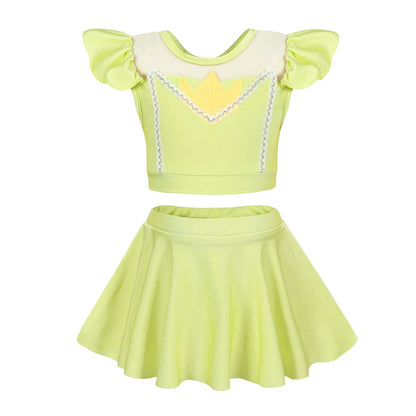 Girls Princess Swimsuit Cinderella Elsa Belle Rapunzel Cosplay Beachwear Kids Summer Fashion 2 Pcs Swimsuit Sets 2-9Yrs