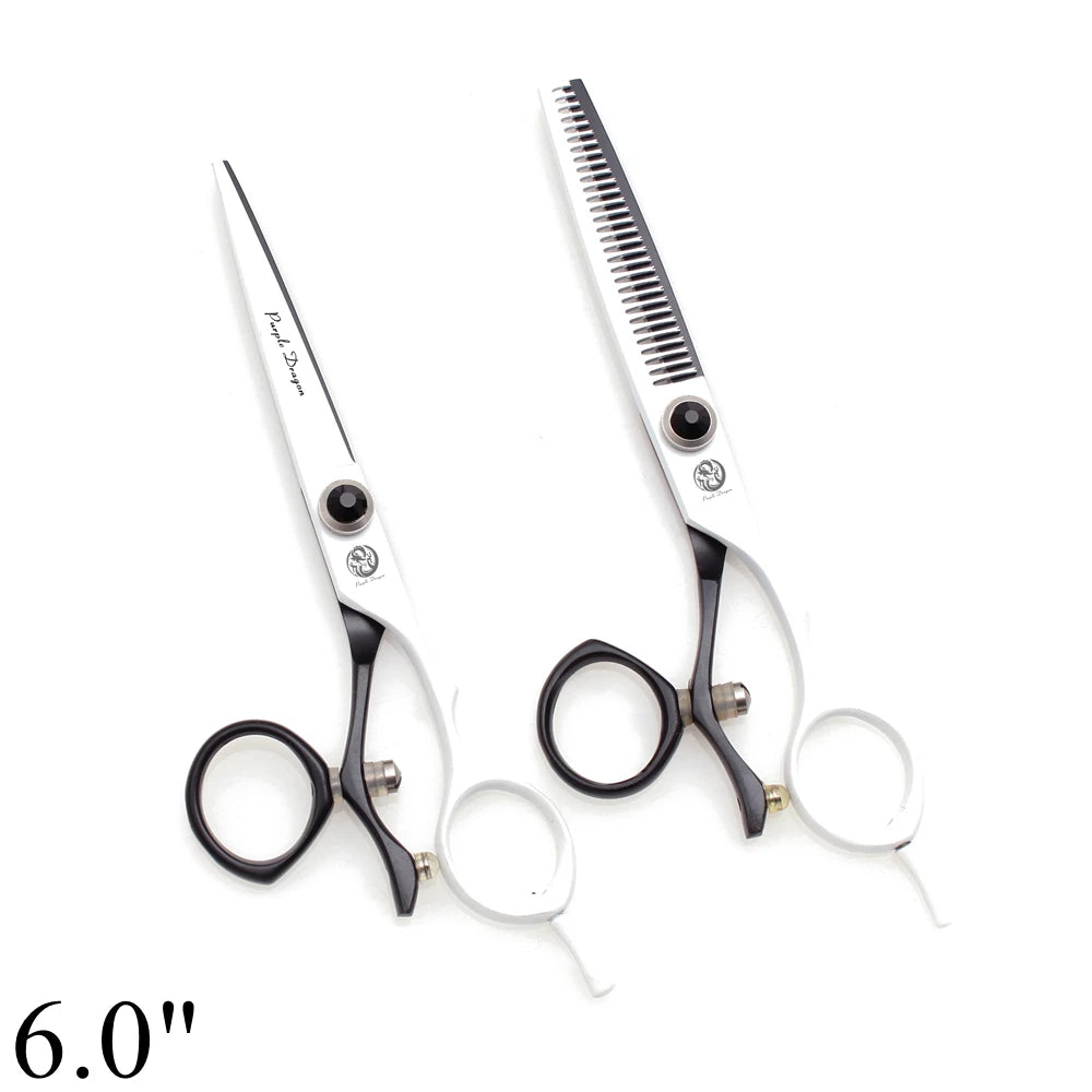 Professional Hairdressing Scissors 5.5" 6" Purple Dragon JP 440C Swivel Thumb Hair Cutting Scissors Barber Thinning Shears Z9019