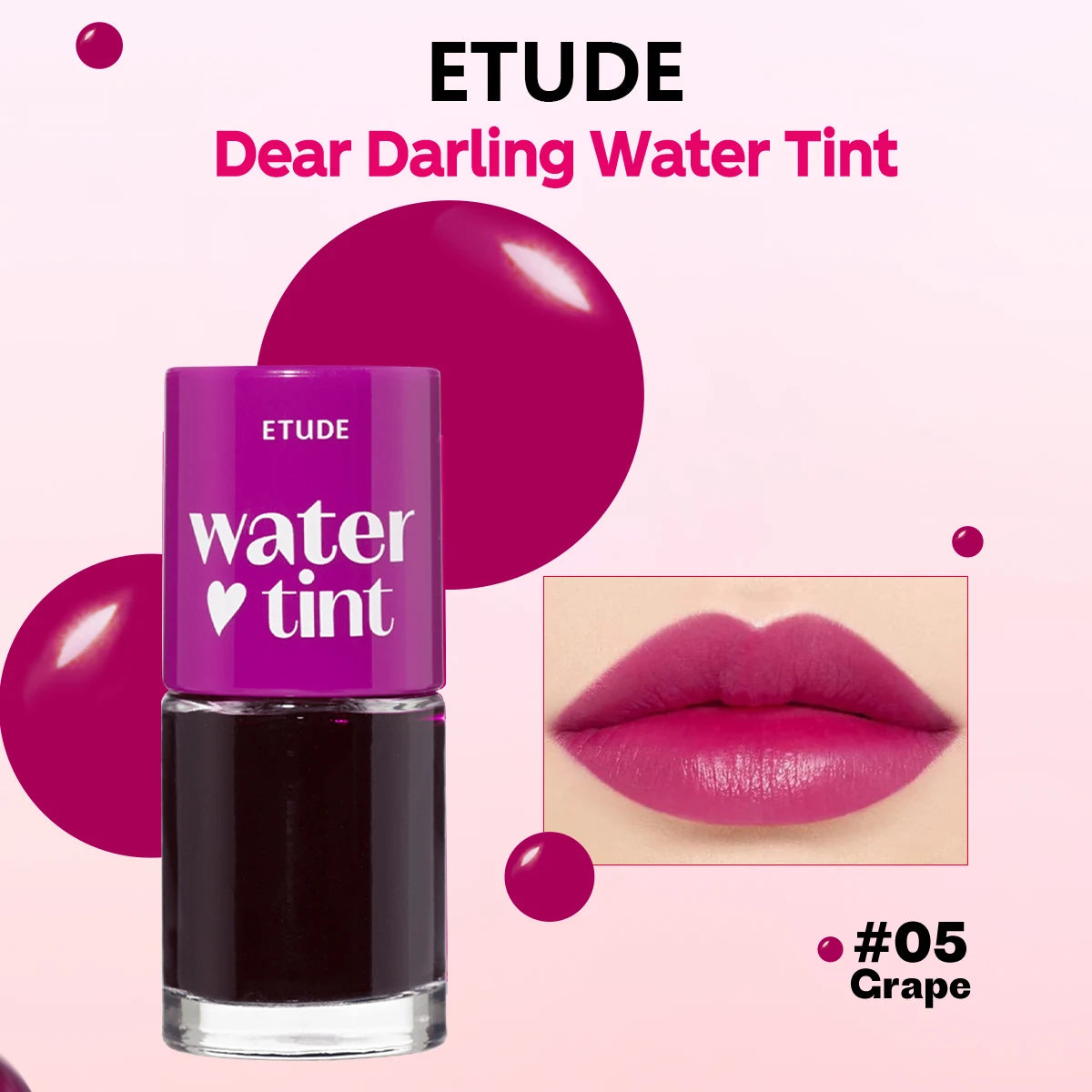 ETUDE Dear Darling Water Tint,Non-Sticky & Breathable,Watercolor-Like Sheer Finish,Korean Cosmetic,K-Beauty,Korean Makeup