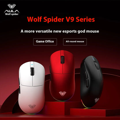 AULA V9 V9+ Wireless Mouse Tri Mode Bluetooth Lightweight Mouse E-sports Gaming Mice Esports Gaming Mice PC Accessories Gifts
