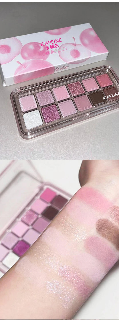 12 Colors Shimmer Matte Eyeshadow Palette Nude Rose Pink Glitter Pigment Eye Shadow Lasting Waterproof Make Up Palette Cosmetics