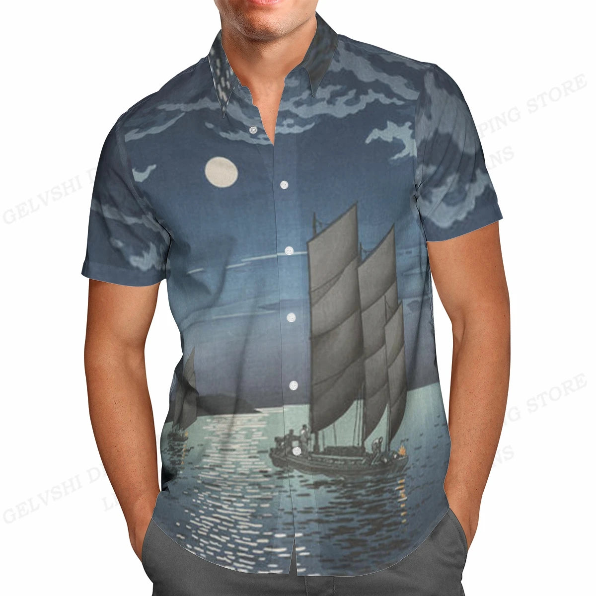 Summer Hawaiian Shirts Fish Printed Shirt Men Women Fashion Short Sleeve Blouse Men's Vocation Lapel Beach Camisas Sea